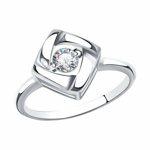фото Кольцо diamant online, белое золото, 585 проба, фианит, размер 17, серебристый