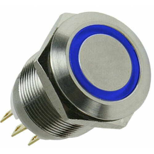 Антивандальный переключатель Lamptron Vandal Switch,16mm, Ring, Blue, Silverhousing, Latching, LAMP-SW1611L-S