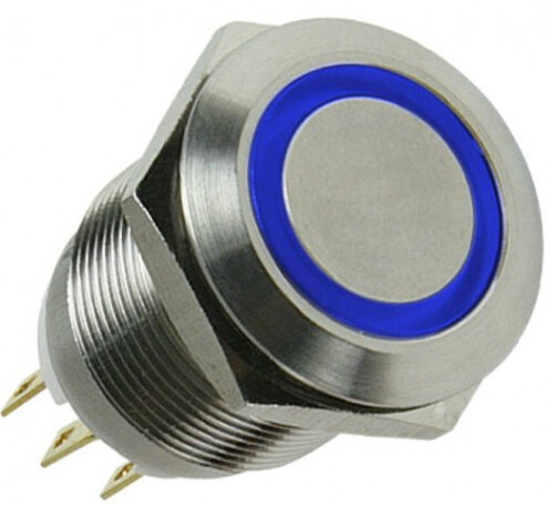 Антивандальный переключатель Lamptron Vandal Switch,16mm, Ring, Blue, Silverhousing, Latching, LAMP-SW1611L-S