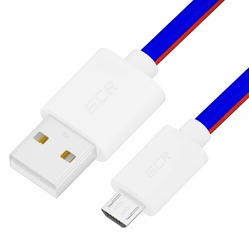 кабель gcr qc 0 5m microusb быстрая зарядка триколор россия белый пвх 28 24 awg 54972 Кабель USB 2.0 Тип A - B micro Greenconnect GCR-54977 1.0m