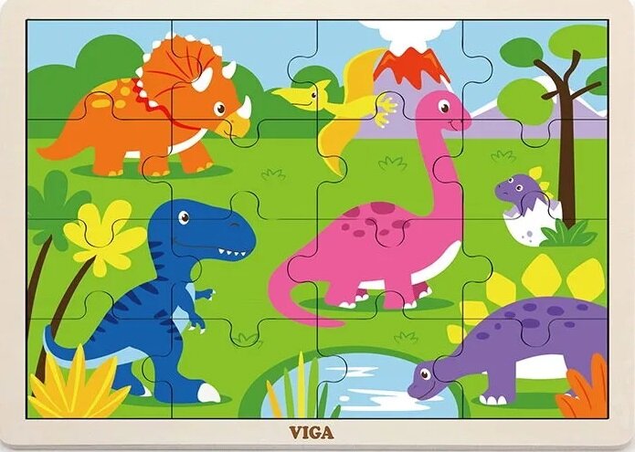 Пазл "Динозавры" (16 деталей) Viga - фото №1