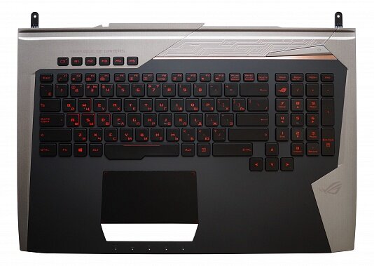 Клавиатура для ноутбука Asus ROG G752, G752VL, G752VS черная, с подсветкой, верхняя панель в сборе (
