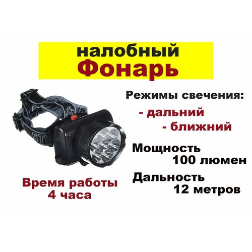 фото Фонарь аккумуляторный налобный "чингисхан" 7 led - 8,8 х 7 х 7,6 см family joys