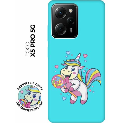 Матовый чехол Unicorn and candy для Xiaomi Poco X5 Pro 5G / Сяоми Поко Х5 Про 5Г с 3D эффектом мятный матовый чехол unicorn для xiaomi poco x5 pro 5g сяоми поко х5 про 5г с 3d эффектом желтый