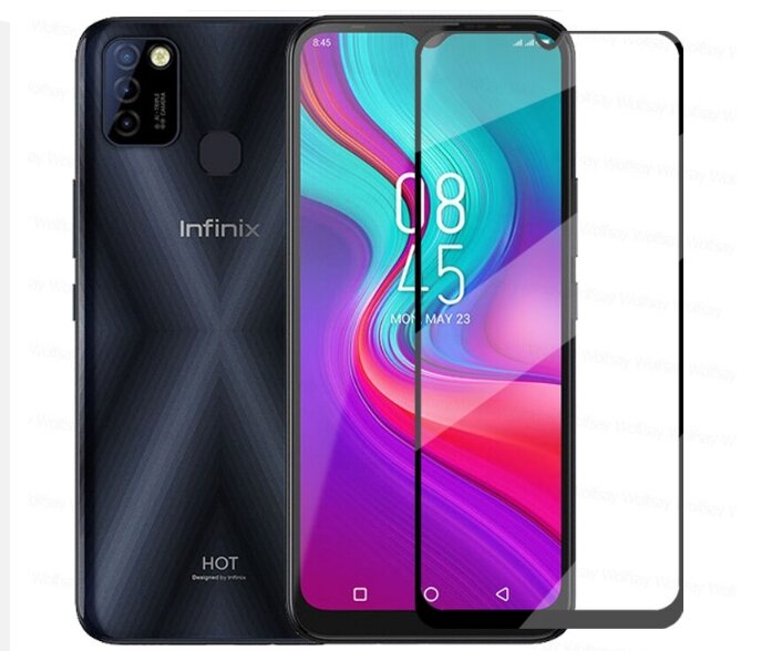 Защитное стекло 3D Tempered Glass для Infinix Hot 10 Lite полный клей ( черная рамка )