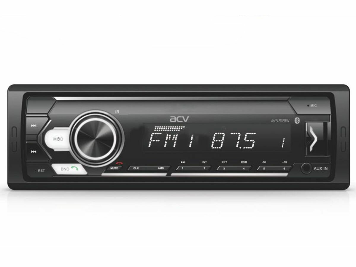 фото Автомагнитола ACV AVS-912BW (1din/белая/Bluetooth/USB/AUX/SD/FM/4*50)