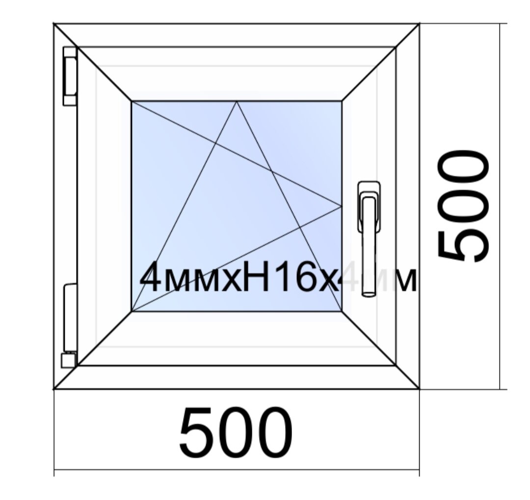 фото Окно ПВХ КВЕ гутверк 58 мм белый цвет, однокамерный стеклопакет фурнитура Vorne (Турция) , / левое/ поворотно- откидное