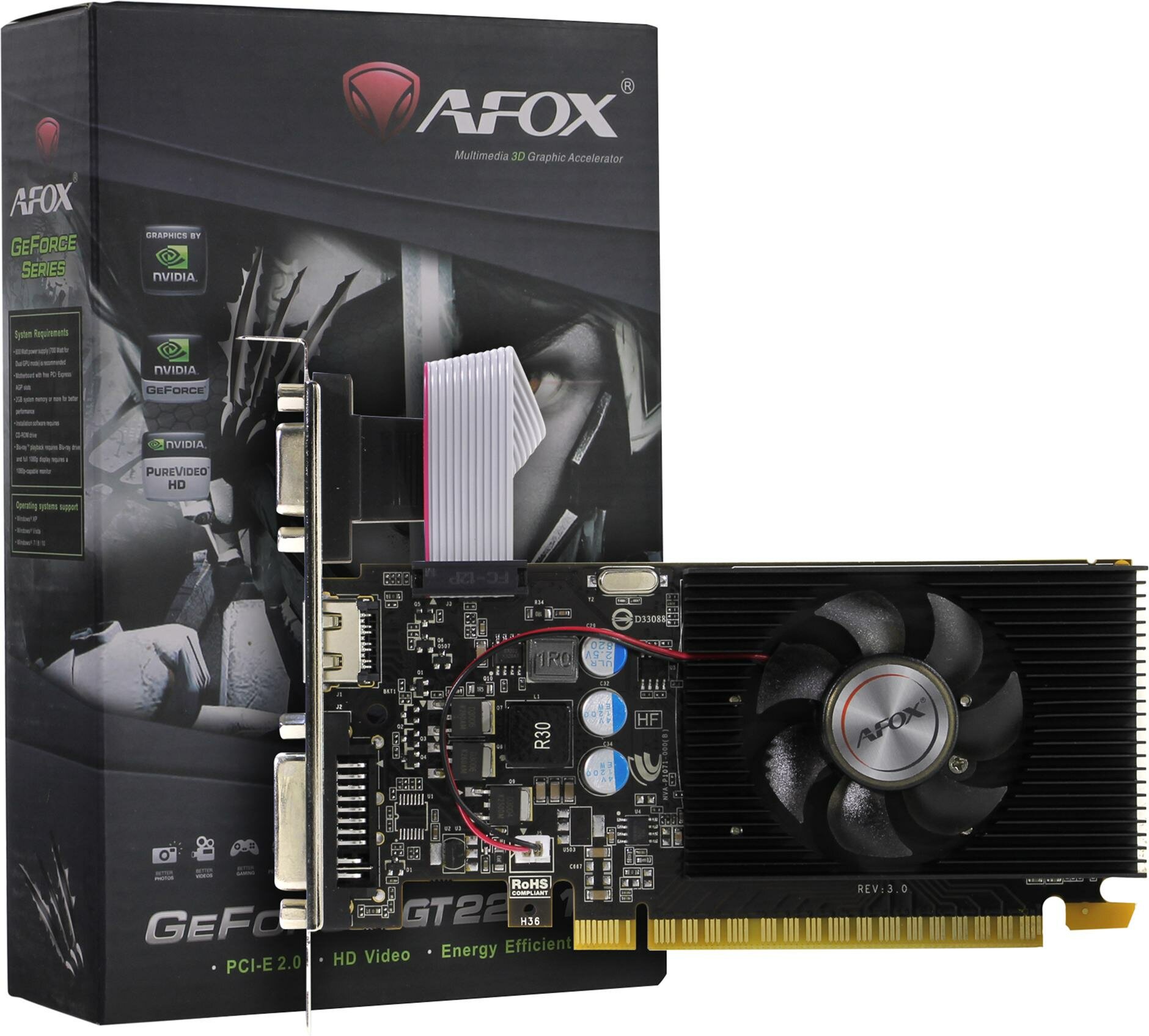 Видеокарта AFOX GeForce GT220 с памятью DDR3 на 1 ГБ