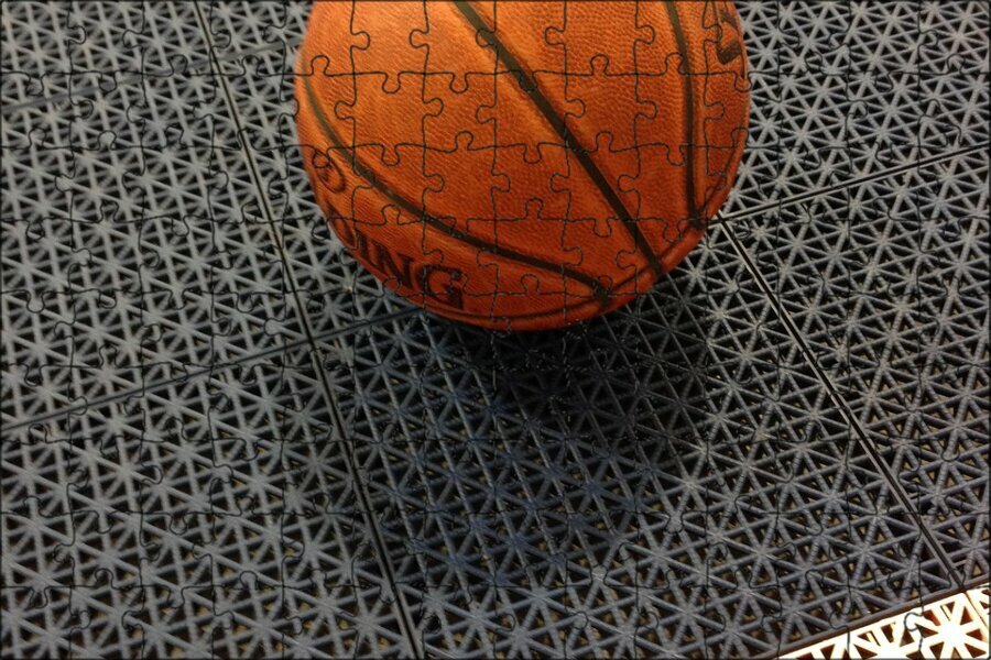 Магнитный пазл "Баскетбол, виды спорта, мяч" на холодильник 27 x 18 см.