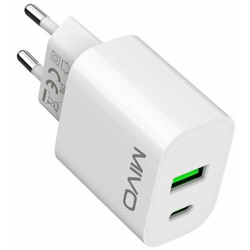 Зарядное сетевое сзу USB Mivo MP-327Q 38W QC 3.0 + Type-C PD белый
