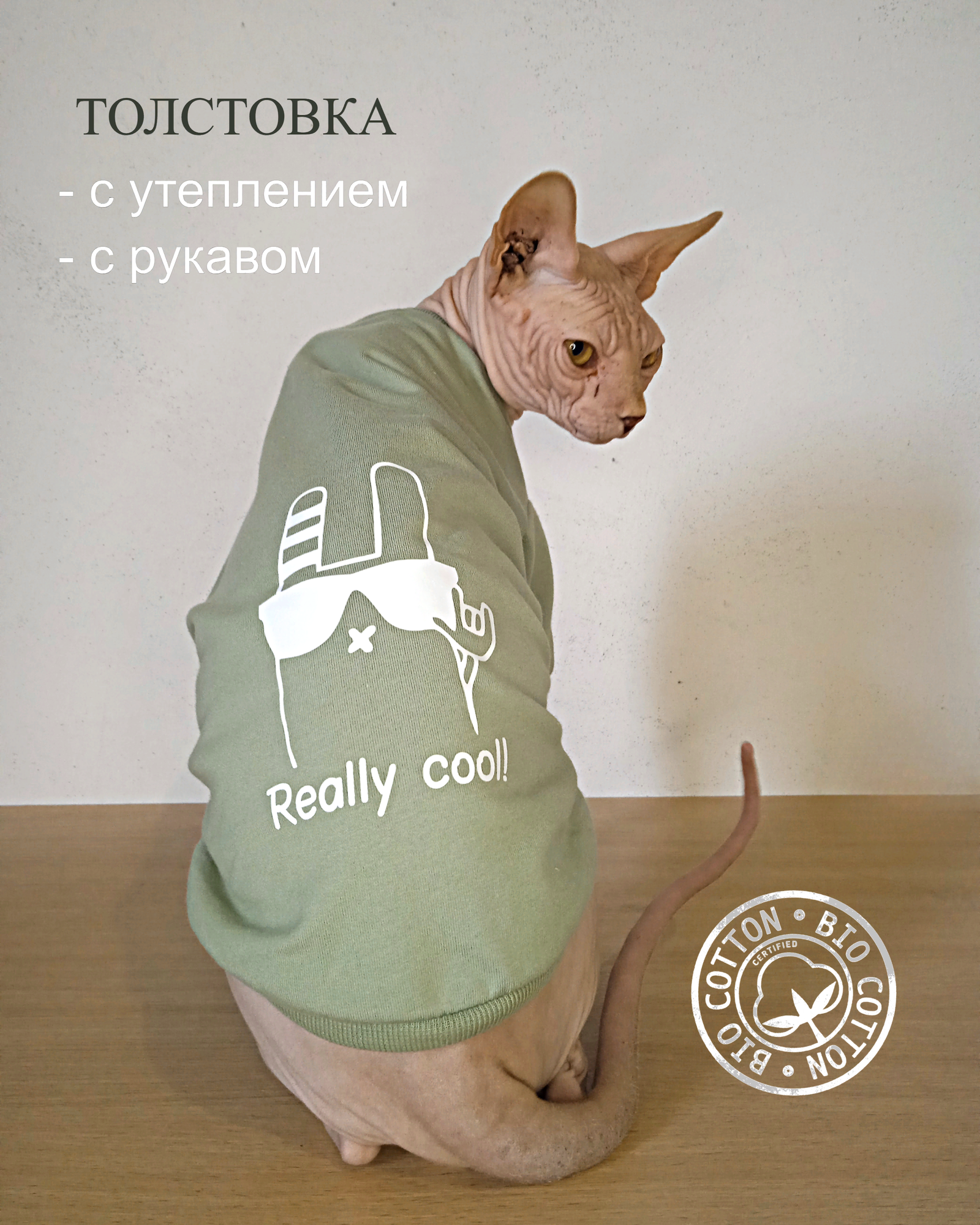 Толстовка "Reali cool" для животных с теплым рукавом от бренда "Котомода" размер М