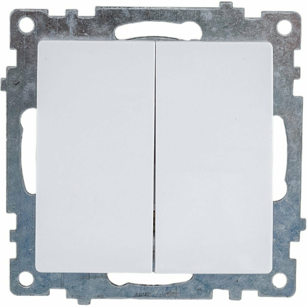 Выключатель двухклавишный (белый) Катрин Stekker GLS10-7104-01 39300 - фото №2