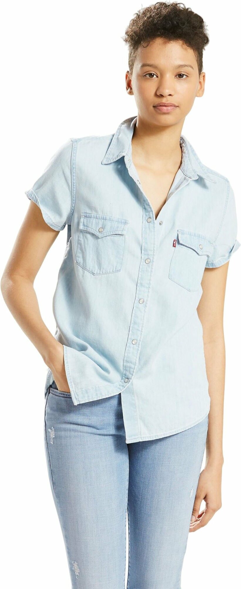 Рубашка Levis Ss Denim Shirt Blue L для женщин