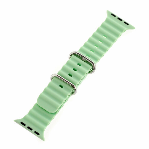 Ремешок силиконовый для Apple Watch 42мм/ 44мм/ 45мм Ocean, ребристый с пряжкой, #14 фисташковый