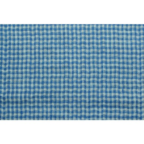 Ткань Хлопок двухслойный фисташково-синий в клеточку, ш150см, 0,5 м ткань белый хлопок в ментоловую клеточку