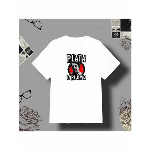 Футболка pablo escobar plata o plomo, размер 6XL, белый