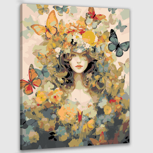 Картина по номерам 50х40 Портрет с бабочками