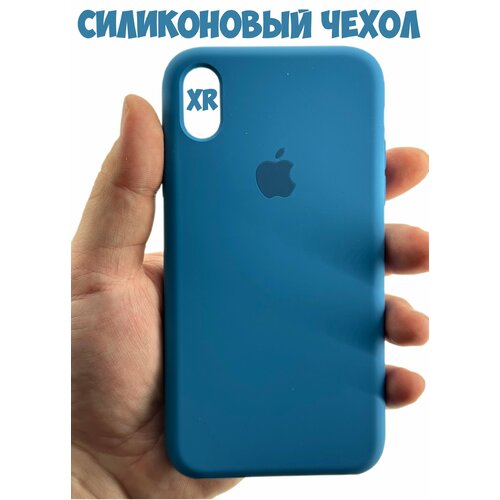 Силиконовый чехол для iPhone XR ярко-голубой