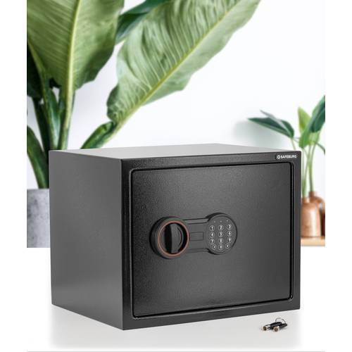 Сейф SAFEBURG SB-300 BLACK электронный кодовый замок. Для денег, документов, драгоценностей, для дома и офиса. 30x38x30 см