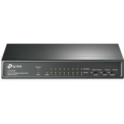 сетевое оборудование st 1202m poe TP-Link TL-SF1009P Настольный коммутатор с 9 портами 10/100 Мбит/с (8 портов PoE+)