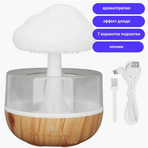 Увлажнитель воздуха аромадиффузор гриб с эффектом дождя Ночник с подсветкой 209600₽
