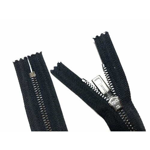 Молния металлическая неразъёмная чёрная -основатёмн никель-звено SportMax Opti Т4 - 44см 1зам 1шт 350₽