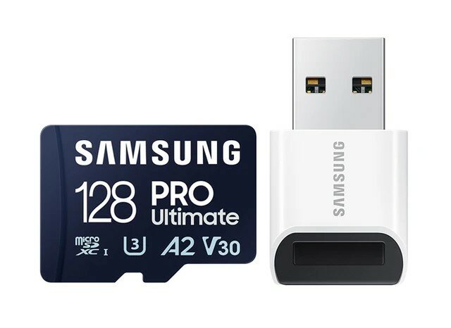 Карта памяти MicroSDXC Samsung Pro Ultimate - 128 Гб - 200/130 МБ/c + картридер