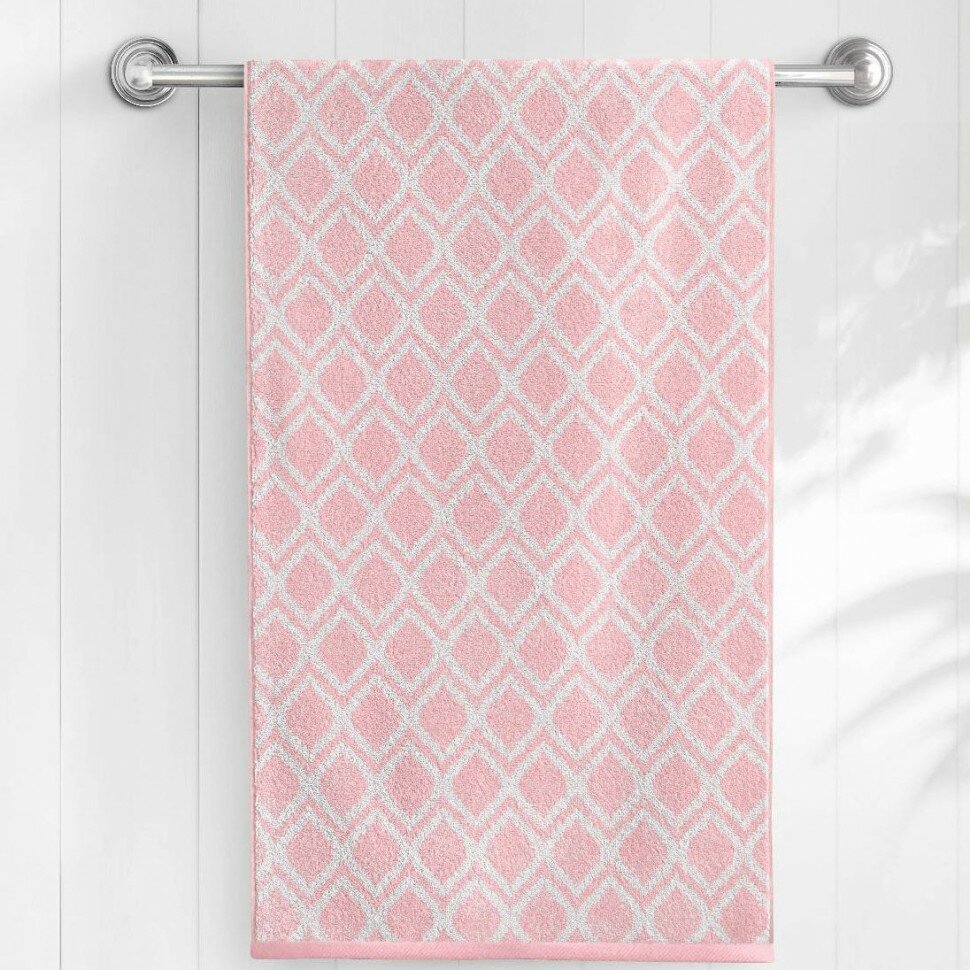 Полотенце махровое 50х90 Verossa "Rhombus", цвет теплый розовый/белый