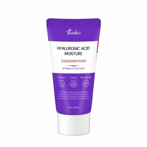 увлажняющая пенка для умывания thinkco hyaluronic acid moisture cleansing foam 50 мл THINKCO Увлажняющая пенка для умывания Hyaluronic Acid Moisture Cleansing Foam