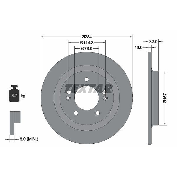 TEXTAR 92333303 диск тормозной задний k5 19- / Sonata (Соната) dn8 19- (Комплект 2 штуки)