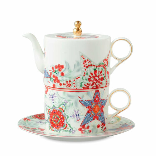 Набор Эгоист, 3 предмета, фарфор, белый, декор MHCNPO30185 Счастливая Звезда