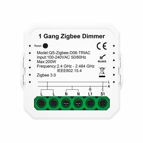 Диммер одноканальный QS-ZigbeeD06-TRIAC 270800₽