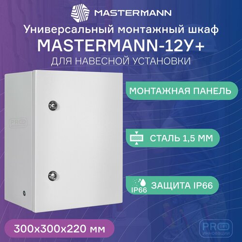 Универсальный монтажный шкаф МASTERMANN-12У+ IP 66 навесной, сталь 1,5 мм