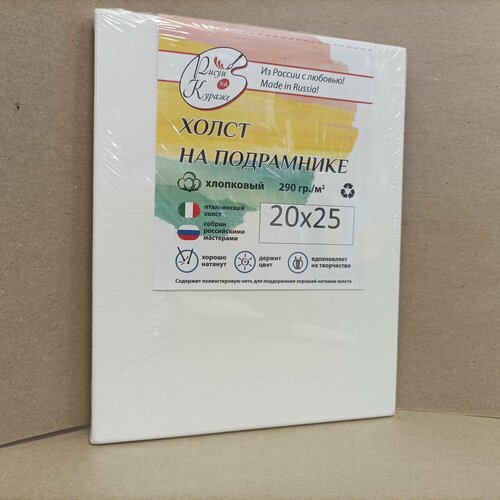 Холст грунтованный 2025 см на подрамнике итальянский хлопок 290гм2 Рисуй на кураже 631₽