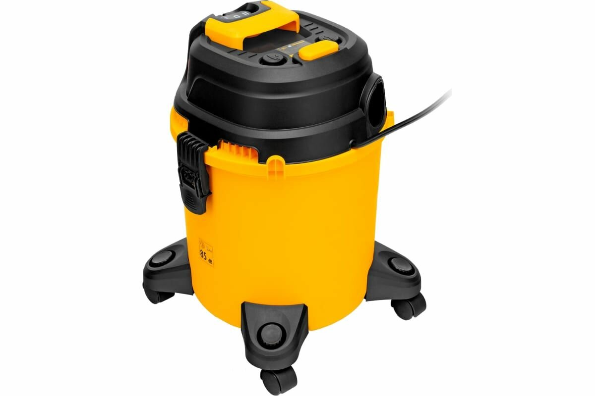 фото Пылесос строительный RVC20, 1400 Вт, бак 20 л, шланг 3 м, розетка с автосинхр. Denzel
