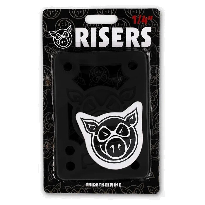 Подкладки для скейтборда, лонгборда Pig piles 1/4" hard risers black