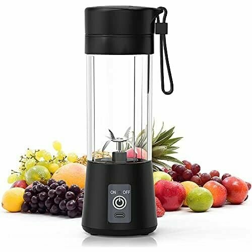 Topspitgo Smoothie Maker персональный миксер-подставка для блендера с 6 ножами из нержавеющей стали соковыжималкой перезаряжаемой от USB емкостью 380 мл подходит для семьи кемпинга и спорта черный 929800₽