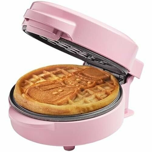 Мини-вафельница Bestron с рисунком снеговика маленькая вафельница с антипригарным покрытием для детских дней рождения семейных праздников Пасхи или Рождества ретро-дизайн 550 Вт цвет розовый 870100₽