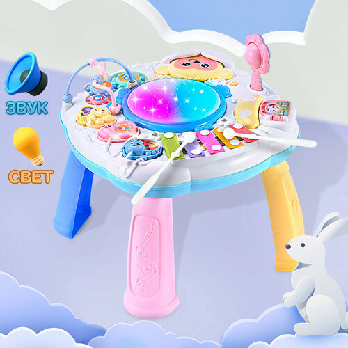 Игровой центр для малыша WiMi бизиборд со светозвуковыми эффектами сортер монтессори музыкальный с металлофоном столик развивающий с 7 игровыми модулями 3265₽