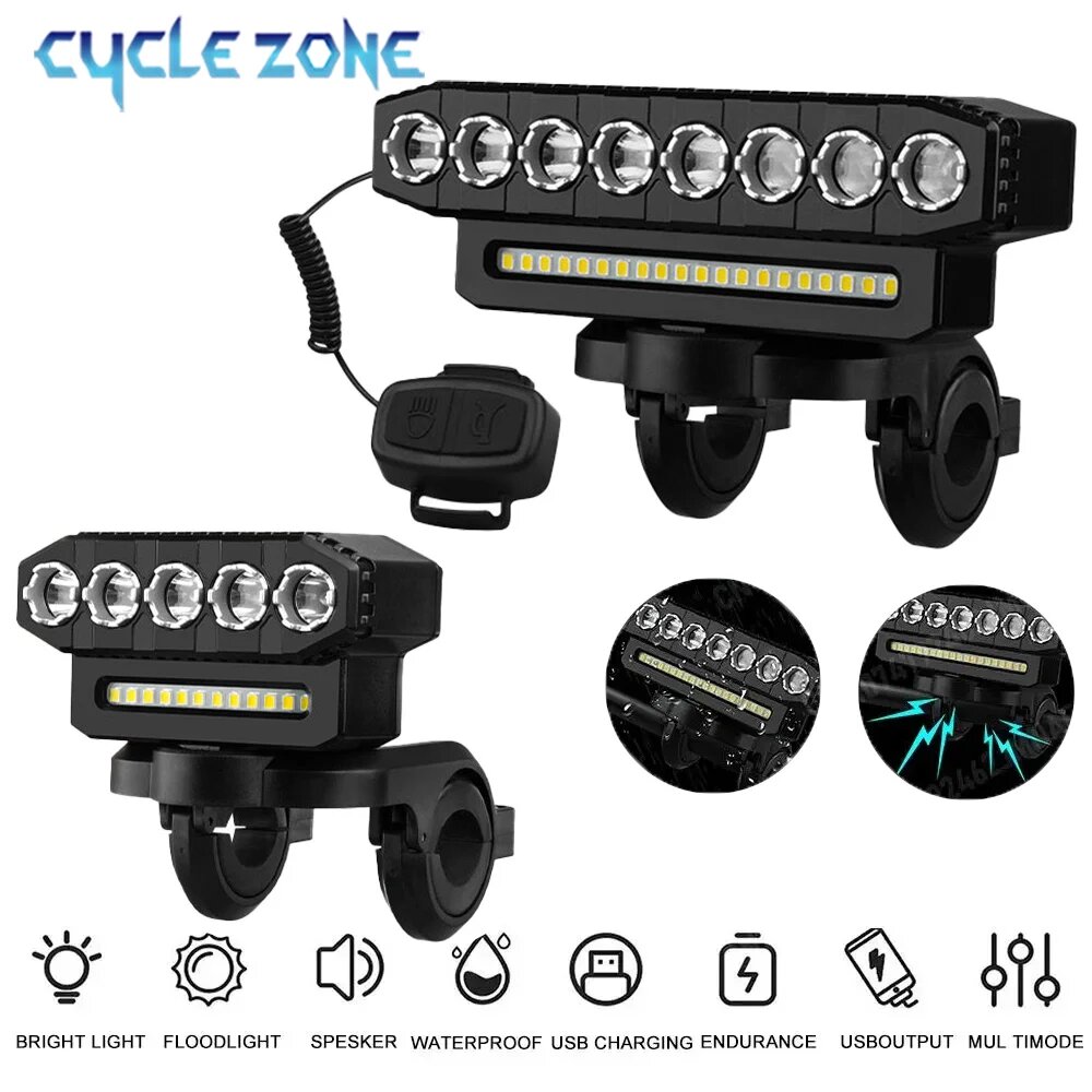 Cycle Zone USB фонарь для велосипеда с сигналом, Черный — фото 1