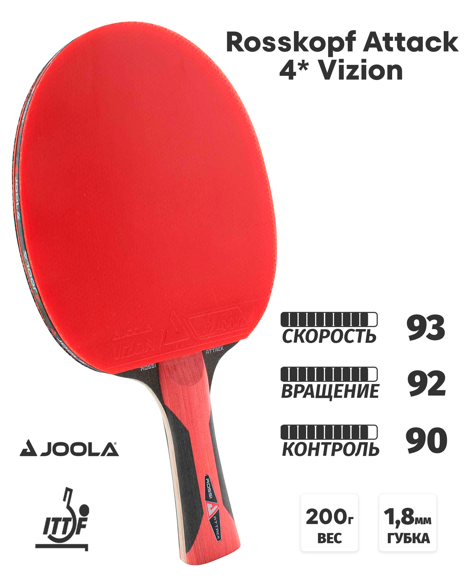Ракетка для настольного тенниса JOOLA ROSSKOPF ATTACK 4* Vizion
