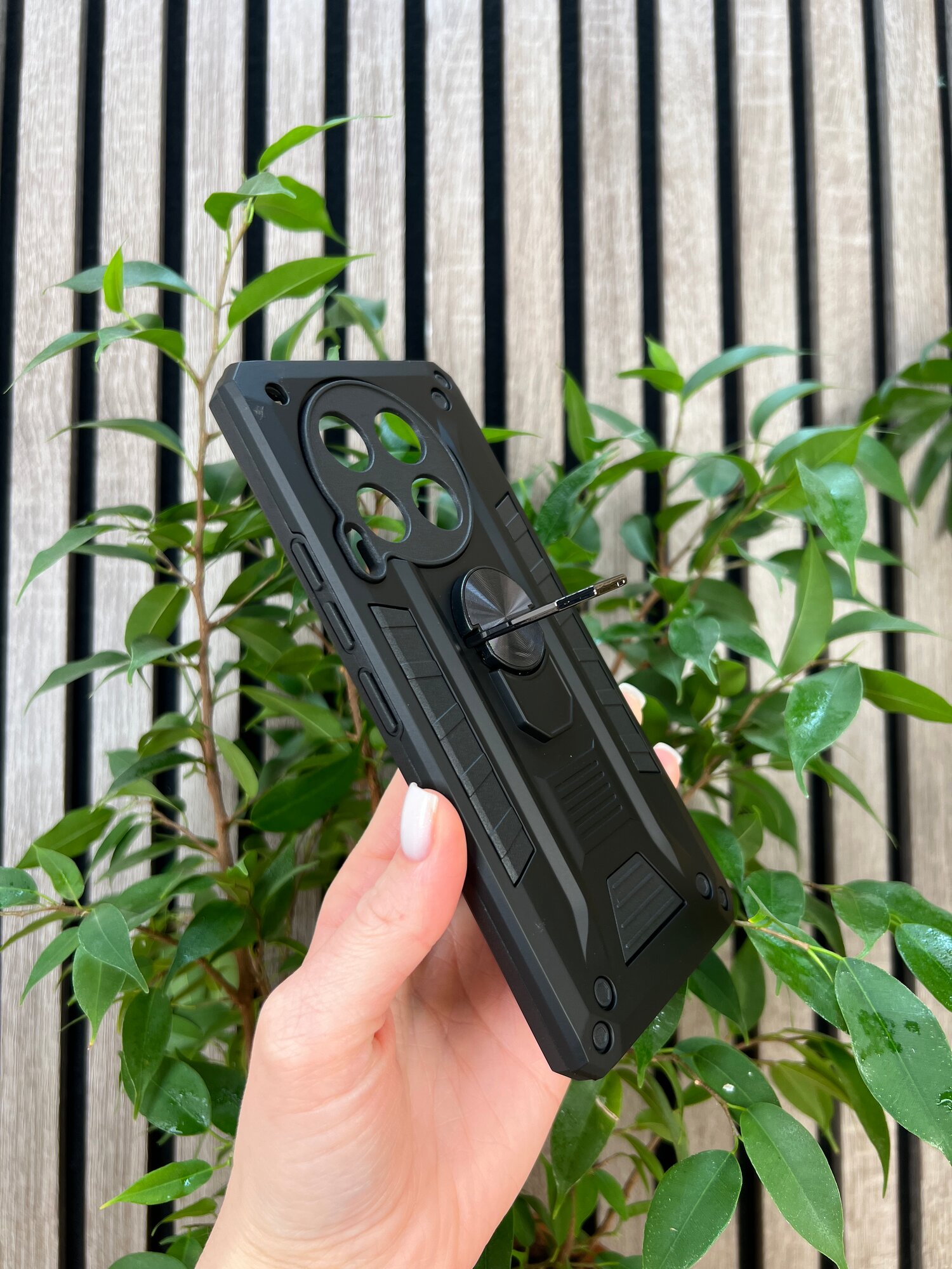 Чехол для Tecno Camon 30 / Техно Камон 30 противоударный military (Черный) — фото 1