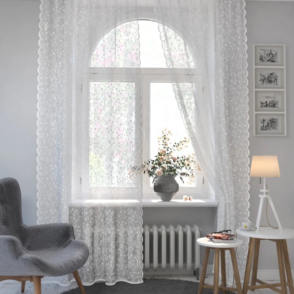 Комплект штор Шведский Стандарт абелия флауэерс 2 полотна, 165x300 см, белый К459С