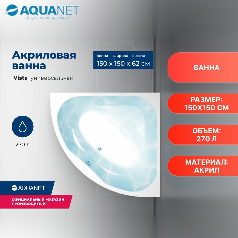 Ванна Aquanet Vista 150x150 (с каркасом)