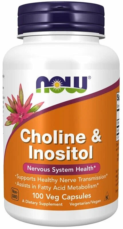 Бад Для Обмена Веществ Now Foods Choline & Inositol 250/250mg 100 veg caps НАУ Холин Инозитол 250/250 мг 100 веганских капсул
