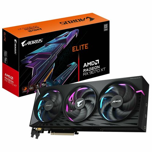 Видеокарта Gigabyte RX9070XT AORUS E 16GB GDDR6 256bit 2xDP 2xHDMI 3FAN RTL 117446₽
