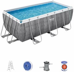 Бассейн каркасный прямоугольный Bestway Power Steel, 412х201х122 см, темно-серый