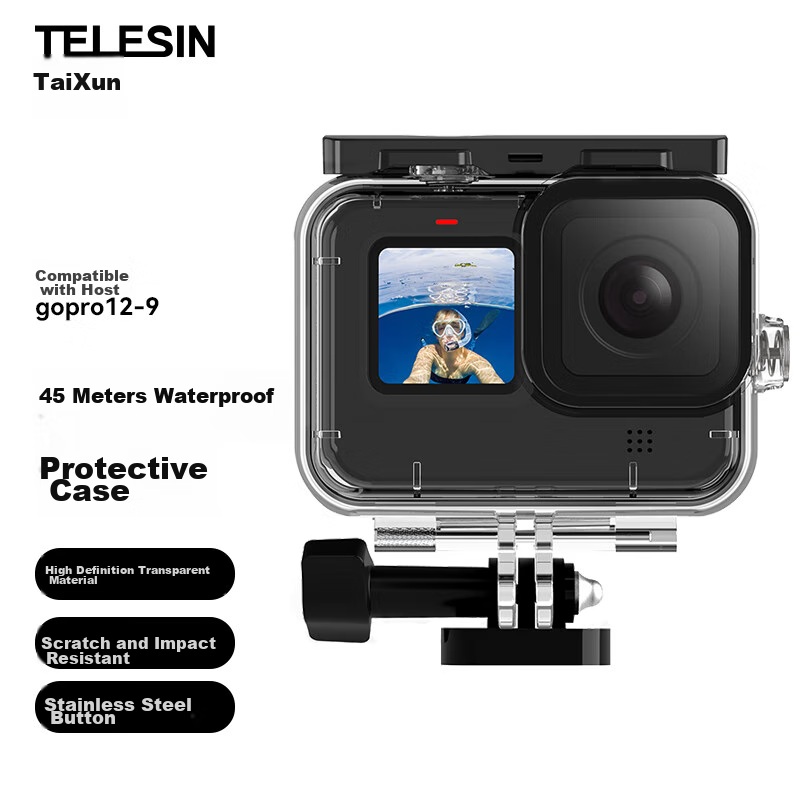 TELESIN Waterproof Case Compatible with GoPro 13 12 11 10 9 Action Cameras, Diving Case, Protective Cover, 45 Meters Waterproof