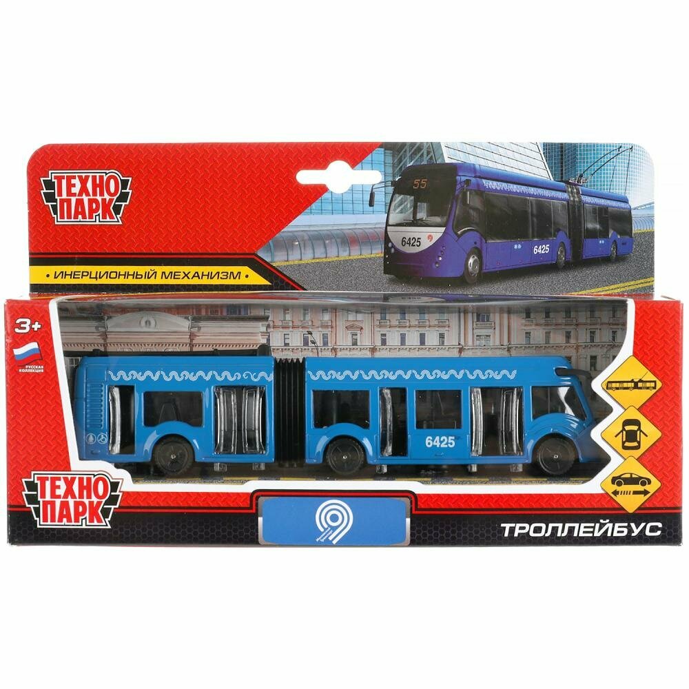 Троллейбус Метрополитен арт. SB-18-11WBNO IC.20-1 19 см, с резинкой, металл, двери, инерц.