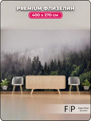 Изображение товара Фотообои на стену "Туманный лес" 400x270 см, (ШxВ) см, 3d флизелиновые обои